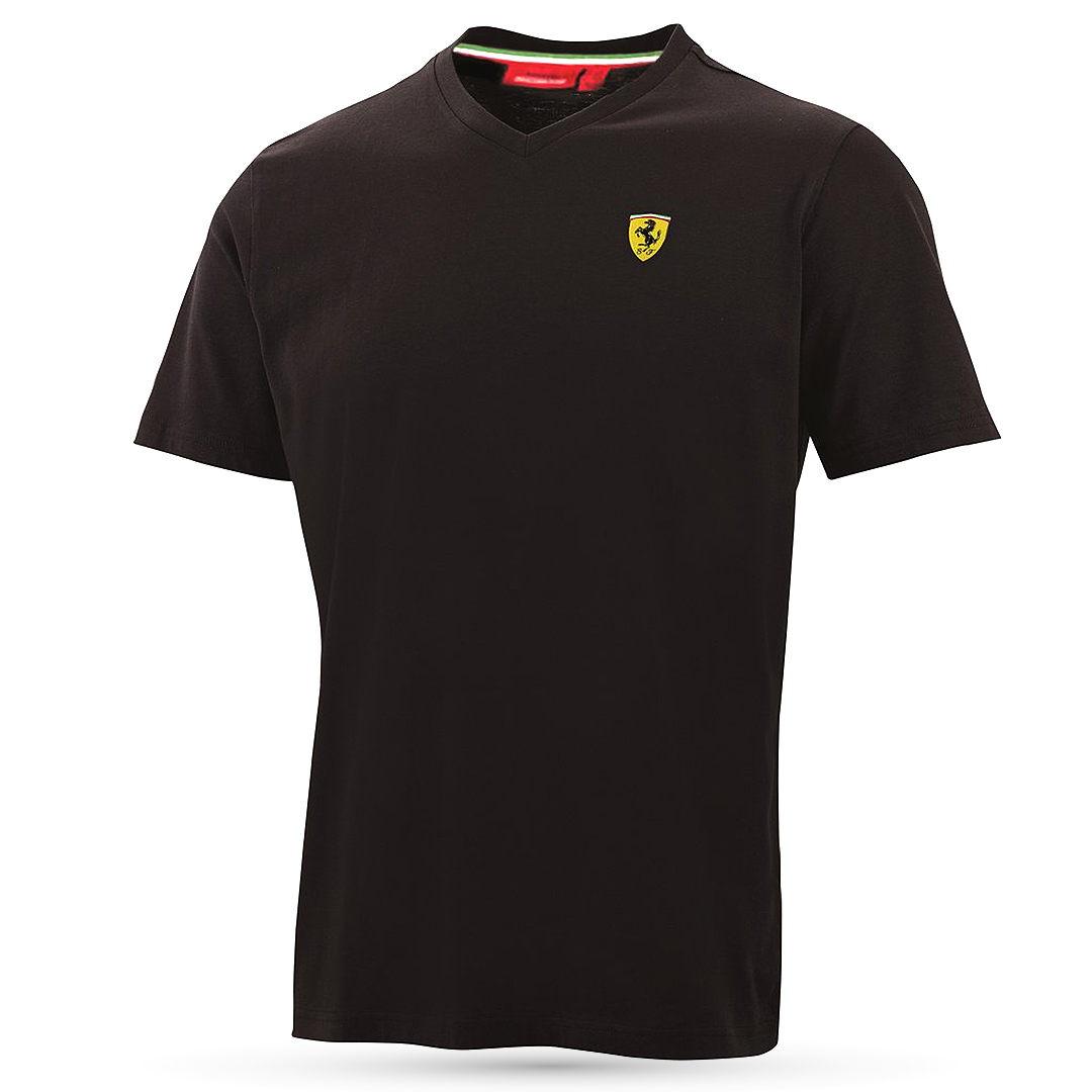 Ferrari Mens V neck Formula 1 T shirt Black - MJ MONACO