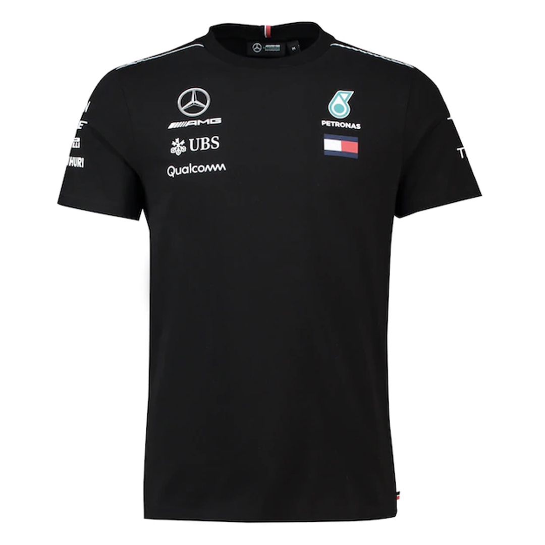 Mercedes team t shirt mens black_silver 1