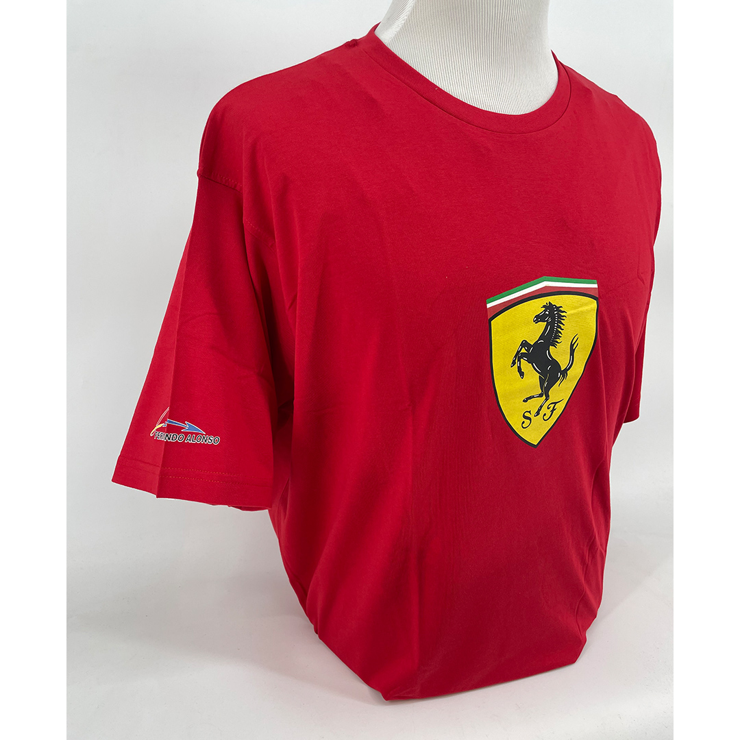 Scuderia Ferrari Classic T-Shirt Mens with Large Scudetto Print in Black or Red